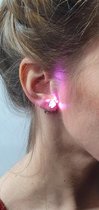 LED oorbellen - Roze - 2 paar - lampjes - knopjes