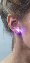 LED oorbellen - Paars - 2 paar - lampjes - knopjes