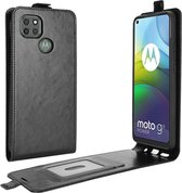 Motorola Moto G9 Power Hoesje Verticale Flip Case Crazy Horse Zwart