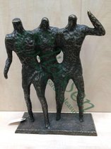 Tuinbeeld - modern bronzen beeld - 3 mannen - Bronzartes - 36 cm hoog