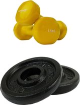 Tunturi - Fitness Set - Vinyl Dumbbell 2 x 1,5 kg - Halterschijven 2 x 0,5 kg