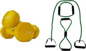 Tunturi - Fitness Set - Vinyl Dumbbell 2 x 1,5 kg - Tubing Set Groen