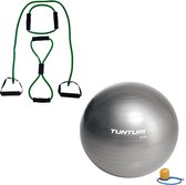 Tunturi - Fitness Set - Tubing Set Groen - Gymball Zilver 65 cm