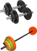 Tunturi - Fitness Set - Halterset 20 kg incl 2 Dumbbellstangen  - Halterset 20 kg incl stang