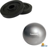 Tunturi - Fitness Set - Halterschijven 2 x 1,25 kg - Gymball Zilver 65 cm