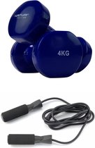 Tunturi - Fitness Set - Vinyl Dumbbell 2 x 4 kg  - Springtouw