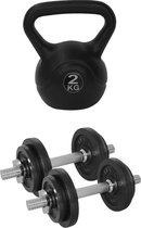 Tunturi - Fitness Set - Halterset 20 kg incl 2 Dumbbellstangen - Kettlebell 2 kg