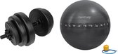 Tunturi - Fitness Set - Vinyl Halterset 15 kg  - Gymball Zwart met Anti Burst 65 cm