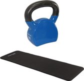 Tunturi - Fitness Set - Fitnessmat 180 x 60 x 1,5 cm - Kettlebell 12 kg