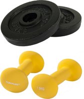 Tunturi - Fitness Set - Neopreen Dumbbellset 2 x 1,5 kg - Halterschijven 2 x 1,25 kg