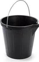 Zwarte schoonmaakemmer/huishoudemmer 12 liter 31 x 31 cm -Kunststof/plastic emmer met metalen hengsel