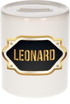 Leonard naam cadeau spaarpot met gouden embleem - kado verjaardag/ vaderdag/ pensioen/ geslaagd/ bedankt