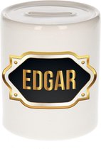 Edgar naam cadeau spaarpot met gouden embleem - kado verjaardag/ vaderdag/ pensioen/ geslaagd/ bedankt