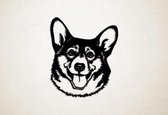 Wanddecoratie - Hond - Corgi 6 - M - 72x60cm - Zwart - muurdecoratie - Line Art