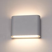 HOFTRONIC Dallas - Wandlamp Buiten - Up and Down light (2 Lichts) - Mat Grijs - Dimbaar - 175 x 28 x 90 mm - IP54 Waterdicht 3000K Warm wit - 2 jaar Garantie - Buitenlamp - Gevelverlichting