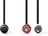 Nedis DIN-Audiokabel - DIN 5-Pins Male - 2x RCA Male - Vernikkeld - 1.00 m - Rond - PVC - Zwart - Envelop