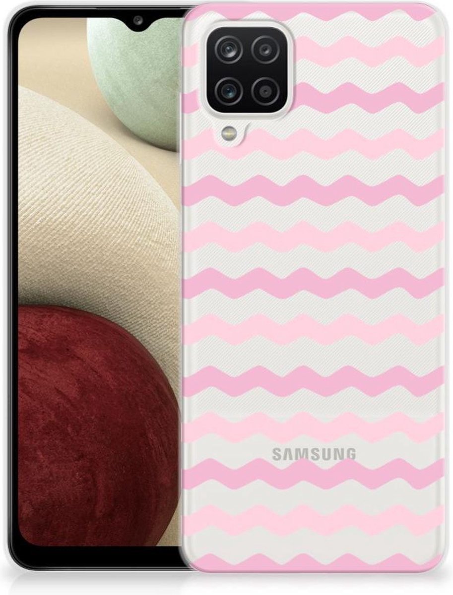 Samsung Galaxy A12 TPU bumper Waves Roze