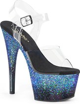 Pleaser Sandaal met enkelband, Paaldans schoenen -35 Shoes- ADORE-708SS Paaldans schoenen Turquoise/Blauw