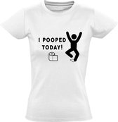 I pooped today Dames t-shirt | WC Papier | Toilet | Schijten | Gezeik | Diarree | grappig | kado | Wit