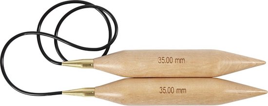 Aiguilles à tricoter circulaires. 35. L: 150 cm. bois de bouleau. 1 pièce [HOB-42198]