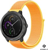 Nylon Smartwatch bandje - Geschikt voor  Garmin Vivoactive 3 nylon band - lichtgeel - Strap-it Horlogeband / Polsband / Armband