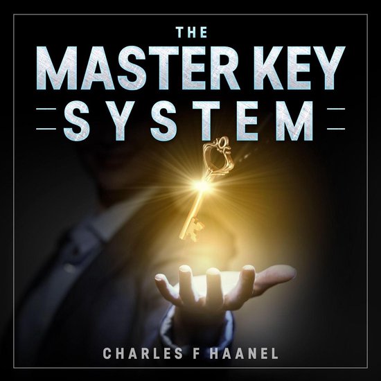 La clé dorée du Master Key System flotte au-dessus d'une main ouverte. Titre et nom de l'auteur visibles.