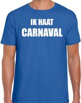 Ik haat carnaval verkleed t-shirt / outfit blauw voor heren - carnaval / feest shirt kleding / kostuum M