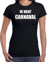 Ik haat carnaval verkleed t-shirt / outfit zwart voor dames - carnaval / feest shirt kleding / kostuum L