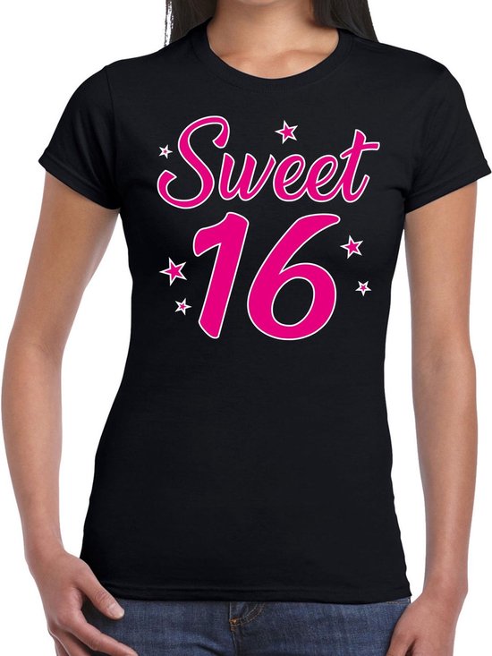 Sweet 16 cadeau t-shirt zwart dames - dames shirt 16 jaar - verjaardag  kleding S | bol.com