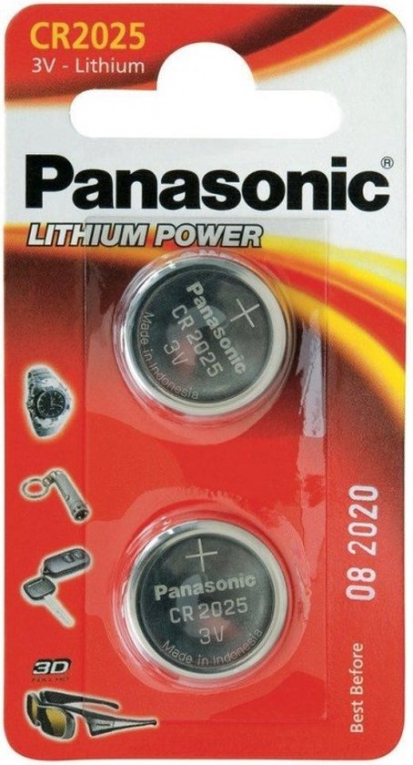 Panasonic CR2025 - EP/2B Lithium knoopcelbatterij - 2 stuks - Panasonic