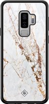 Samsung S9 Plus hoesje glass - Marmer goud | Samsung Galaxy S9+ case | Hardcase backcover zwart