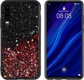 BackCover Spark Glitter Telefoonhoesje - Hoesje Huawei P30 - Rood