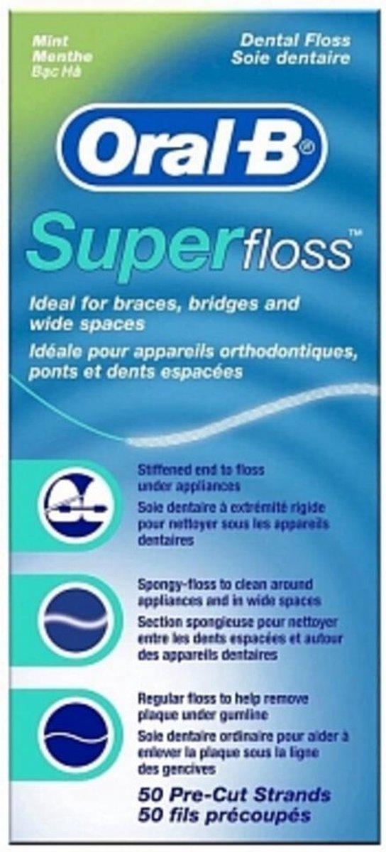 minstens Nylon buik Oral-B Superfloss - 50 stuks - Flosdraad | bol.com