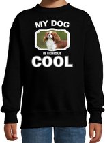 Spaniel honden trui / sweater my dog is serious cool zwart - kinderen - Spaniel liefhebber cadeau sweaters 7-8 jaar (122/128)