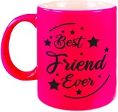 Best Friend Ever cadeau mok / beker - neon roze - 330 ml - verjaardag / bedankje - mok voor vriend / vriendin