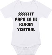 Rompertjes baby - papa en ik kijken voetbal samen - baby kleding met tekst - kraamcadeau jongen - maat 68 wit