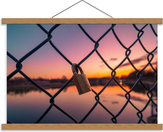 Luxe Sjah diamant Schoolplaat – Slotje aan een Hek met Zonsondergang - 60x40cm Foto op  Textielposter... | bol.com