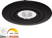 LED inbouwspot Zwart - Dimbaar - 5 Watt - 1800-2700K Dim To Warm - IP65 (Stof, spat en straalwaterdicht) - Inbouwdiepte 23 mm