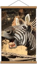 Schoolplaat – Gestreepte Zebra - 40x60cm Foto op Textielposter (Wanddecoratie op Schoolplaat)