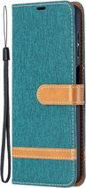 Denim Book Case - Samsung Galaxy A12 Hoesje - Groen