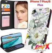 EmpX.nl iPhone 7 Plus/8 Plus Print (Bloemen) Boekhoesje | Portemonnee Book Case voor Apple iPhone 7 Plus/8 Plus met Print (Bloemen) | Met Multi Stand Functie | Kaarthouder Card Case iPhone 7 