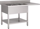 GastroRVS spoeltafel met ruimte voor vaatwasmachine 160x70cm
