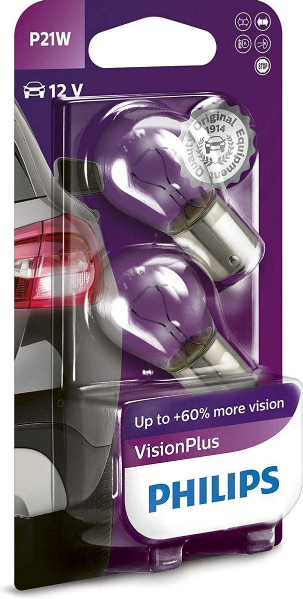Philips VisionPlus BA15S / P21W 12V - Set