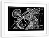 Foto in frame , Plattegrond Dubai City, 120x80cm , Zwart wit , wanddecoratie