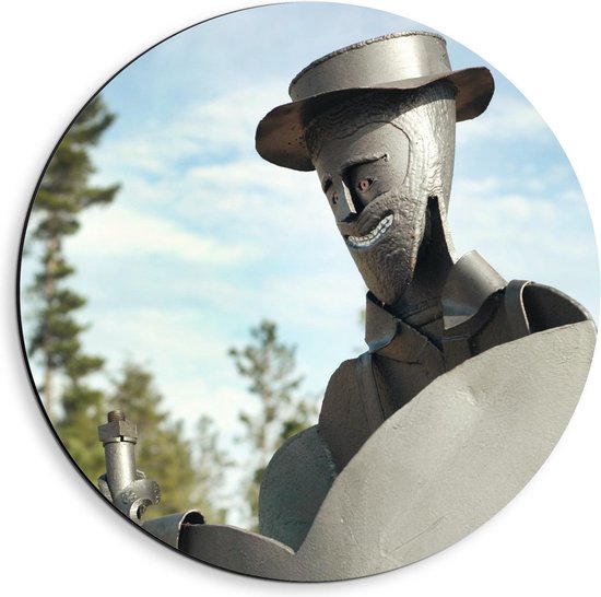 Dibond Wandcirkel - Standbeeld Van een Ridder In de Buitenlucht - 40x40cm Foto op Aluminium Wandcirkel (met ophangsysteem)