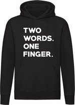 Two words one finger Hoodie| sweater | middelvinger | fuck you | kado | flauw | trui | respect |unisex | capuchon