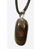 leren ketting met tijgeroog druppelhanger