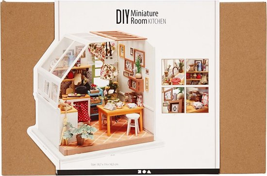 Pièce miniature DIY, Cuisine, H: 18,7 cm, L: 19 cm, 1 pièce
