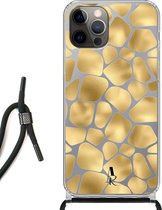 iPhone 12 hoesje met koord - Giraffeprint Goud