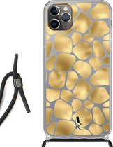 iPhone 11 Pro Max hoesje met koord - Giraffeprint Goud